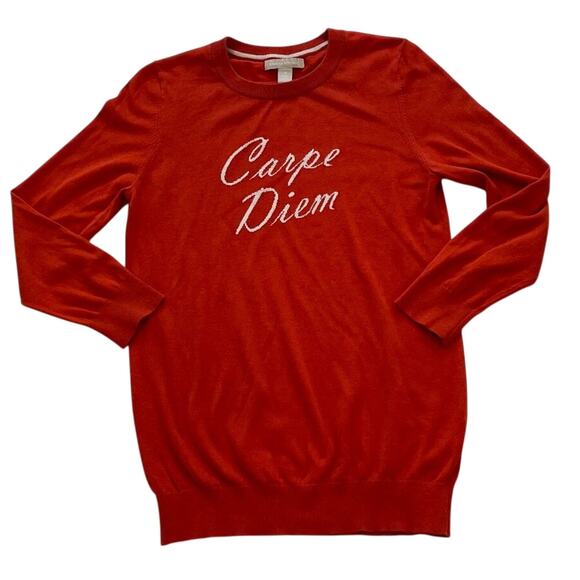 Banana Republic Silk Blend Carpe Diem Crew Long Sleeve Bitter Orange Sweater, M - Picture 4 of 9